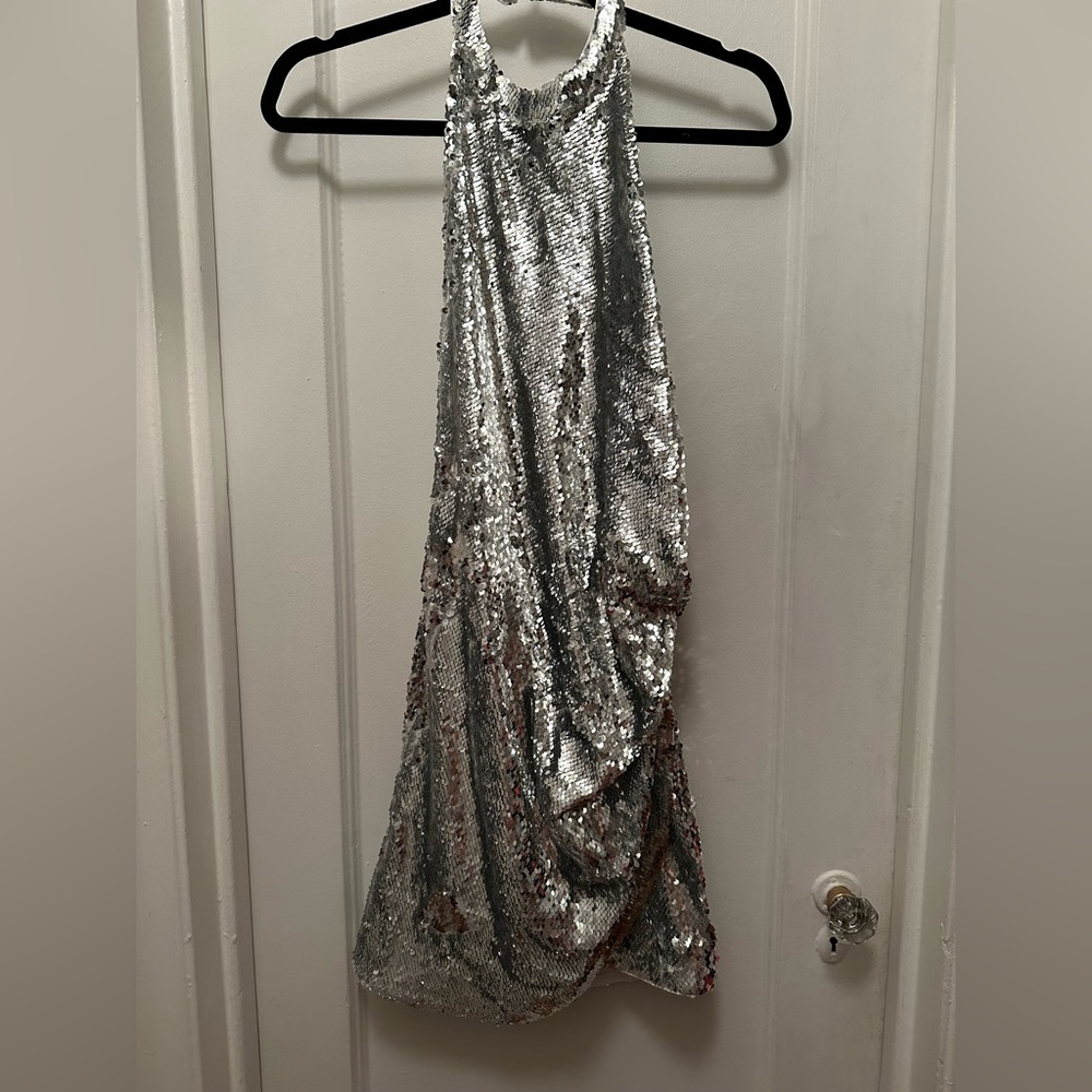 Ronny Kobo Silver Sequin Dress NWT Size Small